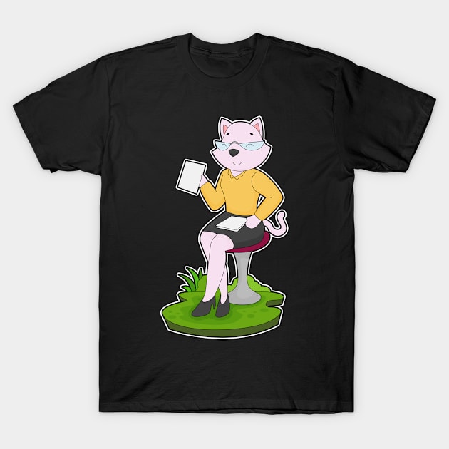 Cat Secretary Note T-Shirt by Markus Schnabel